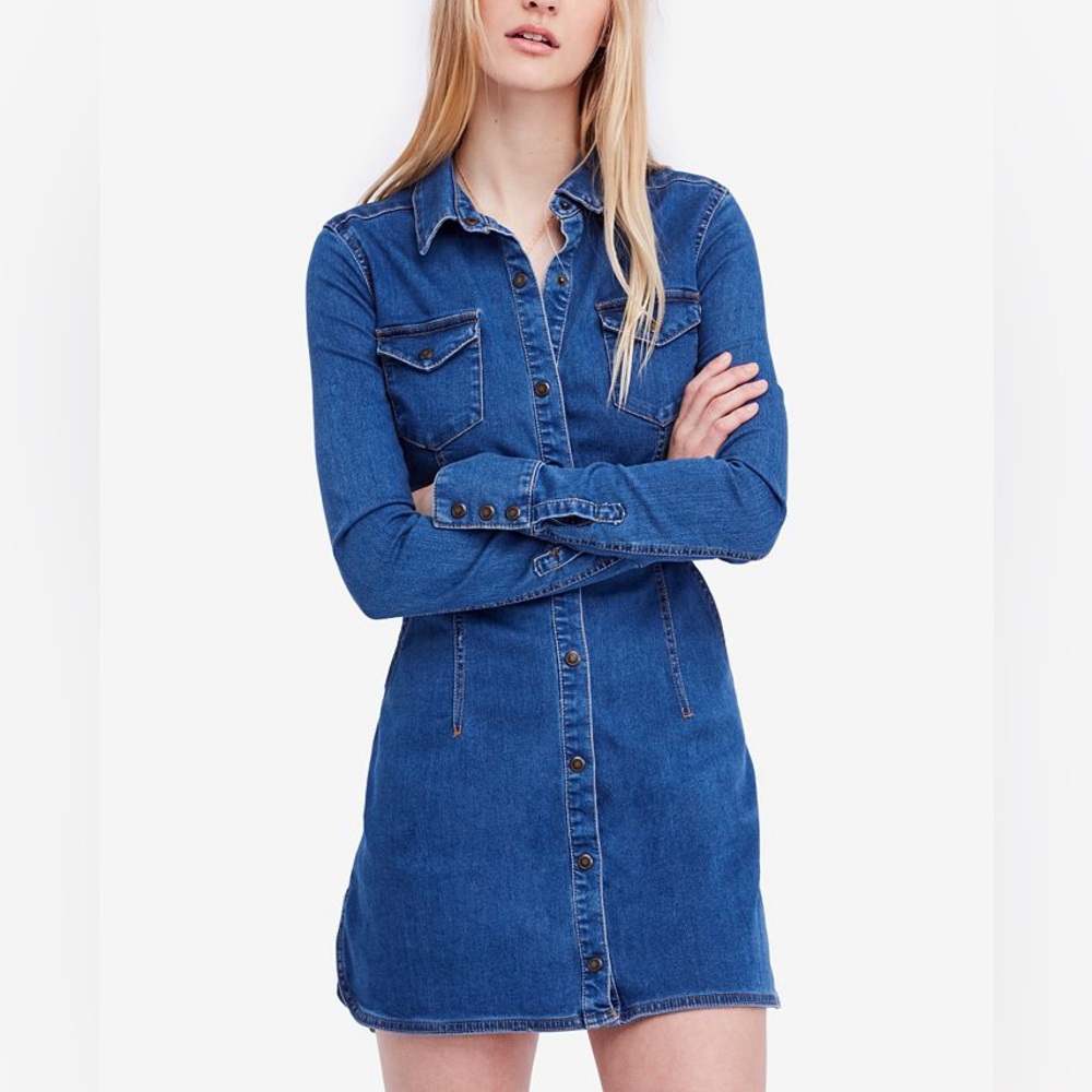 Free People Blue Denim Mini Dress